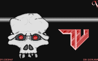 TU Player V1.0 continuous Gothic scroller, moving bar, skull and palette-pulse runtime animation